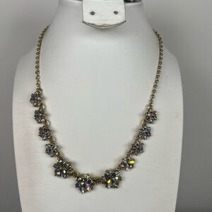 #23 J. CREW Aurora Crystal Cluster Necklace - Gold Tone